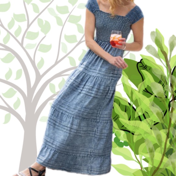 Soft Surroundings Rocaille Dress Maxi - Denim Blue Color - Size XL - NWT - Picture 2 of 10